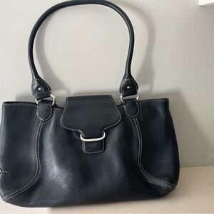 Cole Haan Black Leather Double-Handle Shoulder Bag